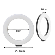 Carica l'immagine nel visualizzatore di Gallery, Luce ad anello a LED da 16 cm con supporto - Ozerty