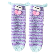 Carica l'immagine nel visualizzatore di Gallery, Calzini divertenti in velluto corallo -Strisce blu - Ozerty