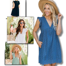 Carica l'immagine nel visualizzatore di Gallery, Abito elegante in broderie anglaise - Ozerty