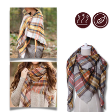Carica l'immagine nel visualizzatore di Gallery, Sciarpa in cashmere a quadri effetto mohair - Ozerty
