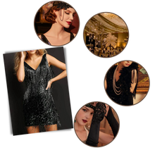 Carica l'immagine nel visualizzatore di Gallery, Vestito slip con scollo a V in paillettes - Ozerty