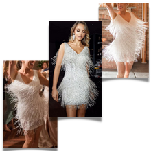 Carica l'immagine nel visualizzatore di Gallery, Vestito slip con scollo a V in paillettes - Ozerty