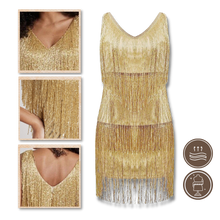Carica l'immagine nel visualizzatore di Gallery, Vestito slip con scollo a V in paillettes - Ozerty