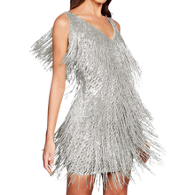 Carica l'immagine nel visualizzatore di Gallery, Vestito slip con scollo a V in paillettes -Grigio/SGrigio/MGrigio/LGrigio/XLGrigio/XXLGrigio/3XL - Ozerty