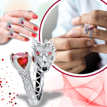 Carica l'immagine nel visualizzatore di Gallery, Anello drago d'argento, fatto a mano e unico nel suo genere - Ozerty