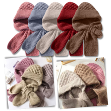 Carica l'immagine nel visualizzatore di Gallery, Cappello con cappuccio in maglia antivento con sciarpa e protezione per le orecchie integrate - Ozerty