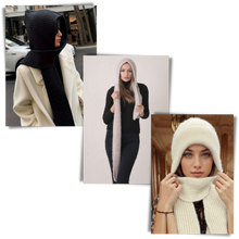 Carica l'immagine nel visualizzatore di Gallery, Cappello con cappuccio in maglia antivento con sciarpa e protezione per le orecchie integrate - Ozerty