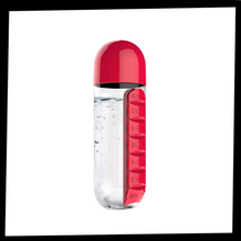 Carica l&#39;immagine nel visualizzatore di Gallery, Bottiglia d&#39;acqua in plastica con portapillole - Ozerty
