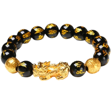 Carica l&#39;immagine nel visualizzatore di Gallery, Bracciale in ossidiana nero e oro - Ozerty
