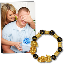 Carica l&#39;immagine nel visualizzatore di Gallery, Bracciale in ossidiana nero e oro - Ozerty
