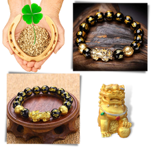 Carica l&#39;immagine nel visualizzatore di Gallery, Bracciale in ossidiana nero e oro - Ozerty
