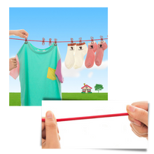 Carica l'immagine nel visualizzatore di Gallery, Stendibiancheria da campeggio elasticizzato da 4 m con picchetti
