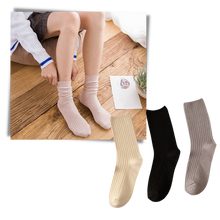 Carica l&#39;immagine nel visualizzatore di Gallery, 3 Paia di calzini in cotone a coste per donna - Ozerty
