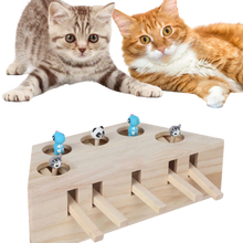 Carica l'immagine nel visualizzatore di Gallery, Giocattolo di legno interattivo per gatti con 5 buchi - Ozerty
