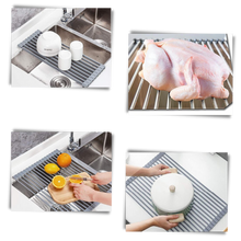 Carica l'immagine nel visualizzatore di Gallery, Scolapiatti in acciaio inossidabile arrotolabile per piatti e alimenti - Ozerty
