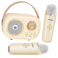 Carica l'immagine nel visualizzatore di Gallery, Mini Karaoke Bluetooth a Doppio Microfono per Bambini -Beige  - Ozerty
