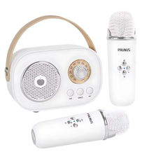 Carica l'immagine nel visualizzatore di Gallery, Mini Karaoke Bluetooth a Doppio Microfono per Bambini -Bianco - Ozerty
