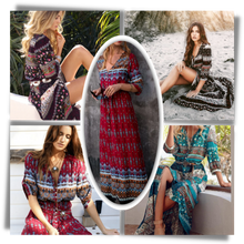 Load image into Gallery viewer, Maxi abito bohémien con scollo a V - Ozerty
