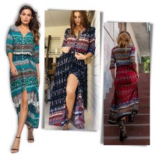 Load image into Gallery viewer, Maxi abito bohémien con scollo a V - Ozerty
