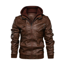 Carica l'immagine nel visualizzatore di Gallery, Giacca da moto classica in pelle marrone -Marrone/SMarrone/MMarrone/LMarrone/XLMarrone/XXLMarrone/3XL - Ozerty
