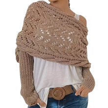 Carica l&#39;immagine nel visualizzatore di Gallery, Accogliente Coprispalle Lavorato a Maglia -Cammello - Ozerty
