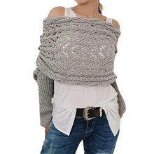 Carica l&#39;immagine nel visualizzatore di Gallery, Accogliente Coprispalle Lavorato a Maglia -Grigio chiaro - Ozerty
