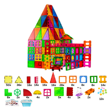 Carica l&#39;immagine nel visualizzatore di Gallery, Blocchi da costruzione magnetici educativi -258 pezzi con scatola - Ozerty
