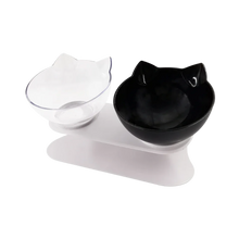 Load image into Gallery viewer, Ciotola comfort rialzata per gatti -Trasparente Nero/Doppio - Ozerty
