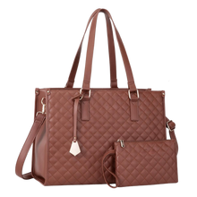 Carica l&#39;immagine nel visualizzatore di Gallery, Borsa Tote bag con scomparto isolato -Marrone - Ozerty
