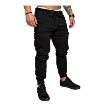 Carica l'immagine nel visualizzatore di Gallery, Pantaloni cargo slim fit da uomo -Nero/MNero/LNero/XLNero/XXLNero/3XLNero/4XLNero/5XL - Ozerty
