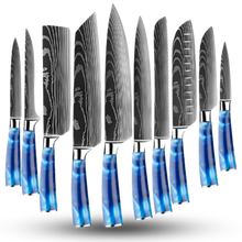 Load image into Gallery viewer, Coltelli giapponesi Blu Oceano -Set di 10 coltelli da chef giapponesi - Ozerty
