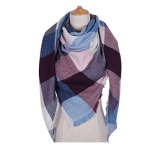 Carica l'immagine nel visualizzatore di Gallery, Sciarpa in cashmere a quadri effetto mohair -Amsterdam - Ozerty

