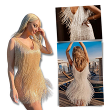 Carica l'immagine nel visualizzatore di Gallery, Vestito slip con scollo a V in paillettes  - Ozerty
