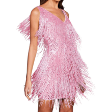 Carica l'immagine nel visualizzatore di Gallery, Vestito slip con scollo a V in paillettes  -Rosa/SRosa/MRosa/LRosa/XLRosa/XXLRosa/3XL - Ozerty
