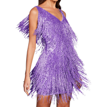 Carica l'immagine nel visualizzatore di Gallery, Vestito slip con scollo a V in paillettes  -Viola/SViola/MViola/LViola/XLViola/XXLViola/3XL - Ozerty
