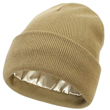 Carica l&#39;immagine nel visualizzatore di Gallery, Berretto Lavorato a Maglia e Foderato in Raso -Khaki - Ozerty
