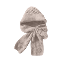 Carica l&#39;immagine nel visualizzatore di Gallery, Cappello con cappuccio in maglia antivento con sciarpa e protezione per le orecchie integrate -Beige - Ozerty
